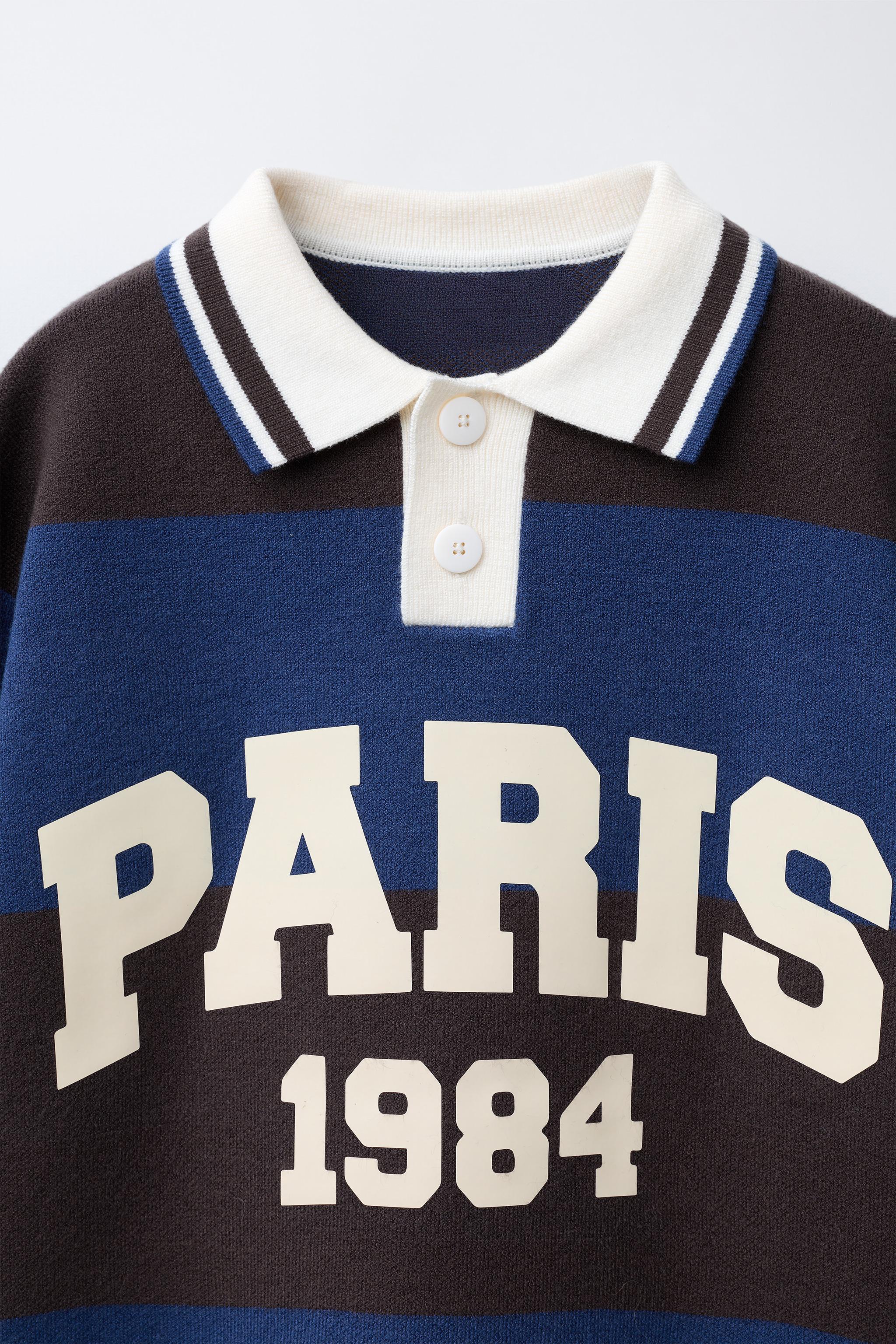 PULL POLO EN MAILLE À RAYURES IMPRIMÉES